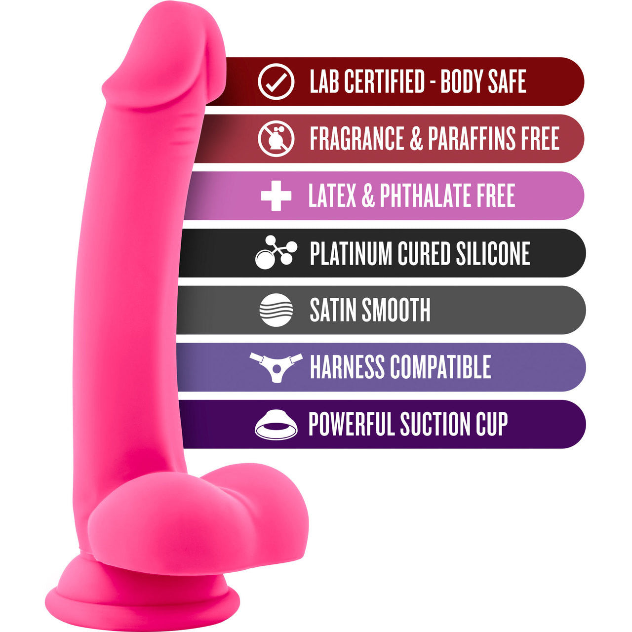 Ruse D Thang Silicone Suction Cup Dildo by Blush Novelties - Hot Pink