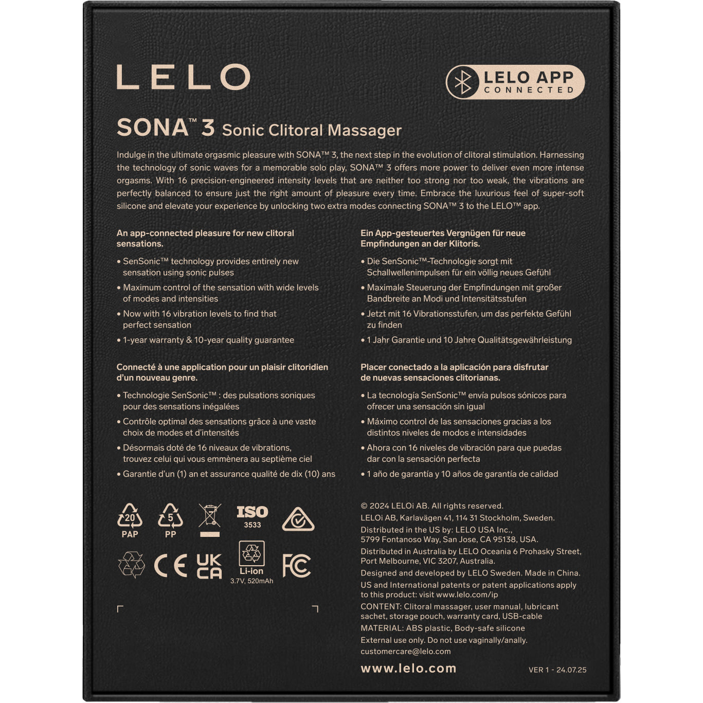 LELO SONA™ 3 Sonic Clitoral Massager - Cream