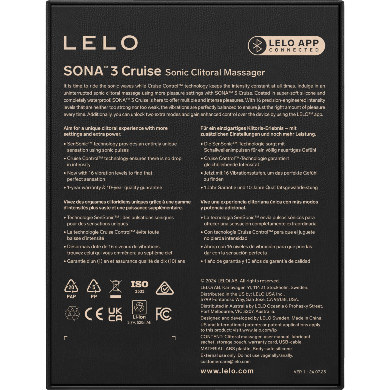 LELO SONA™ 3 Cruise Sonic Clitoral Massager - Black