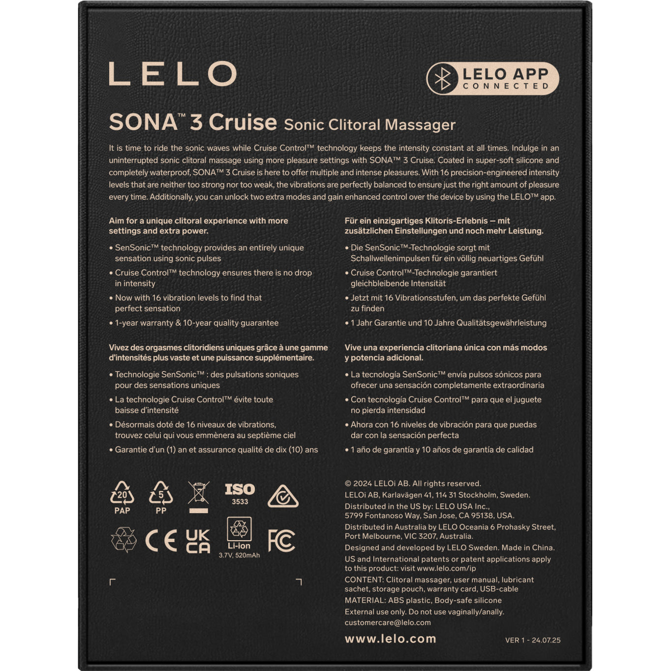 LELO SONA™ 3 Cruise Sonic Clitoral Massager - Plum