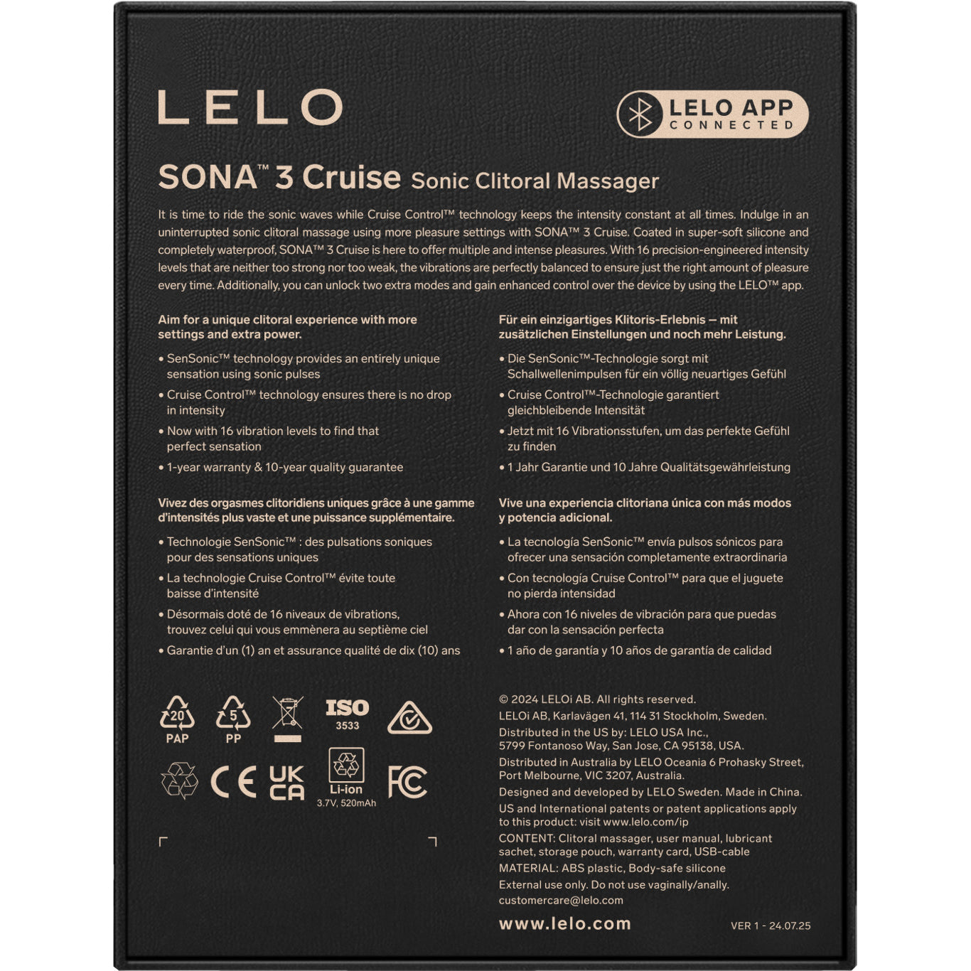 LELO SONA™ 3 Cruise Sonic Clitoral Massager - Soft Pink