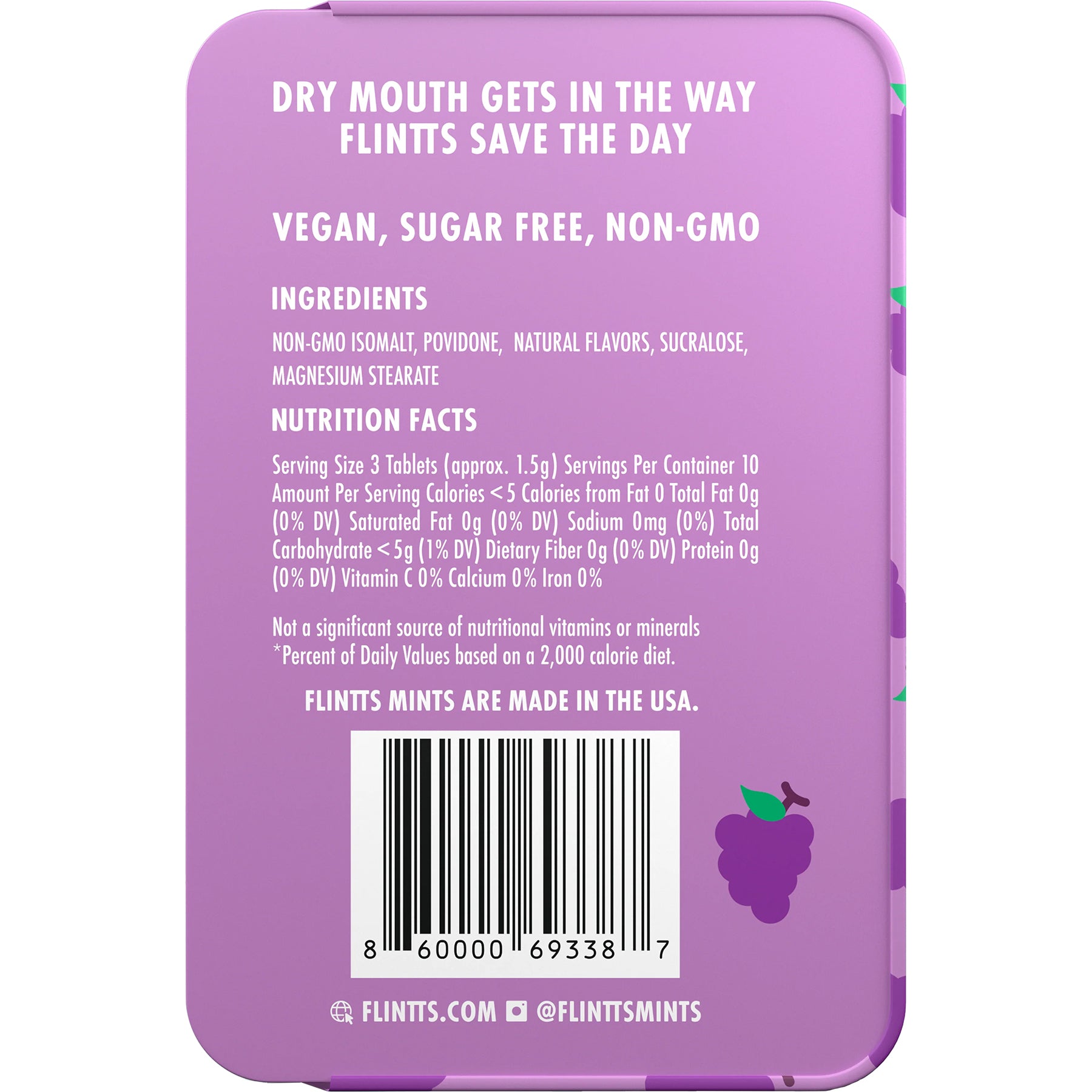 Flintts Mints Mouth Watering Oral Delights - Luxury Grape