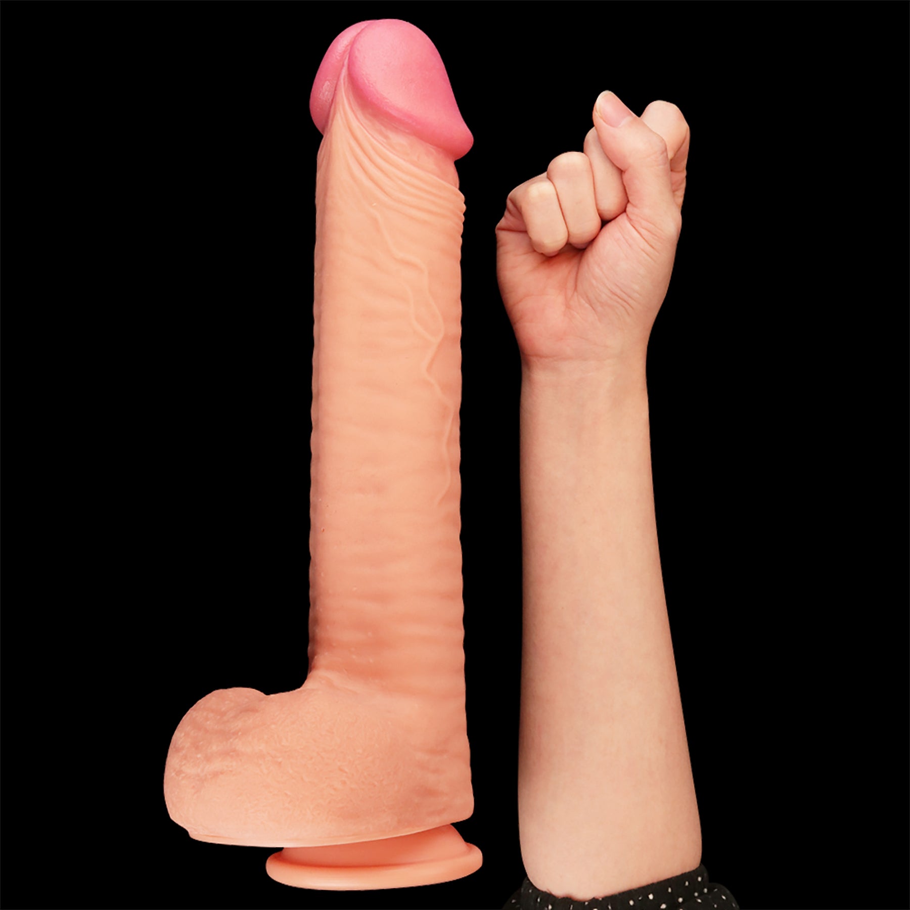 Sigmar XL 9.5" Realistic Dual Density Silicone Dildo With Suction Cup & Balls By Pleasure Engine