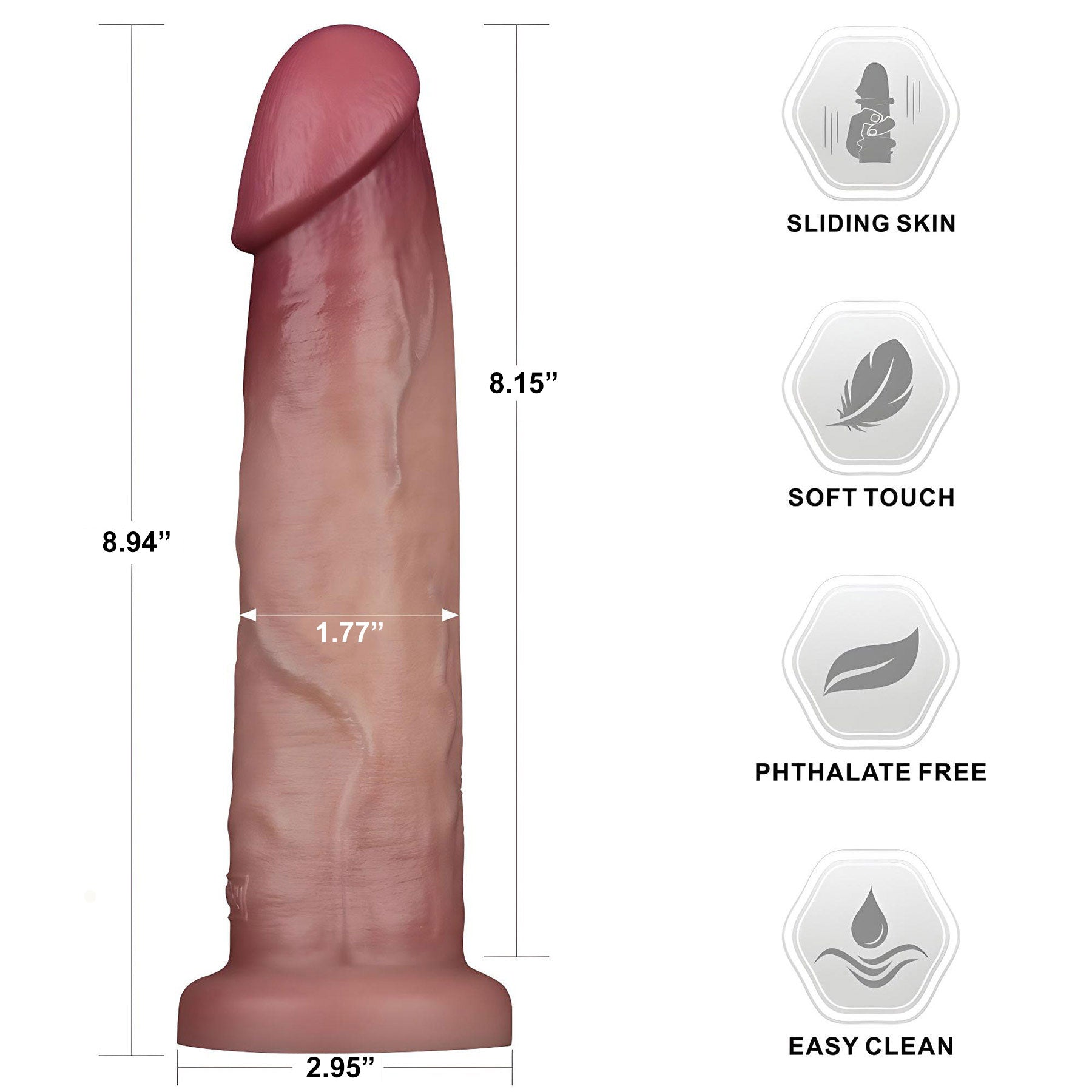 Archaon 9" Realistic Sliding Skin Dual Density Silicone Dildo By Pleasure Engine