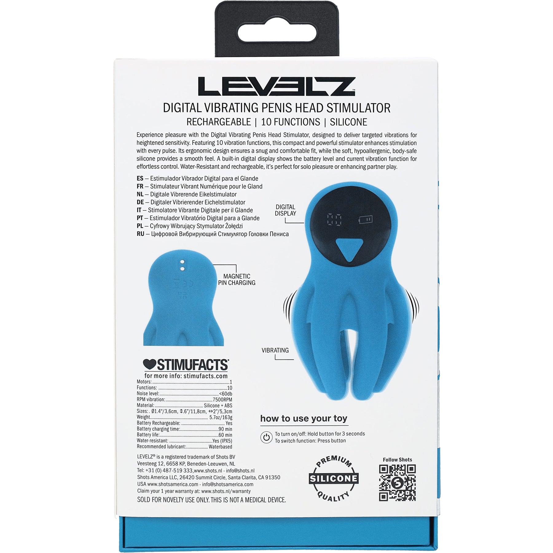 LEVELZ Digital Vibrating Silicone Penis Head Stimulator With Tentacles