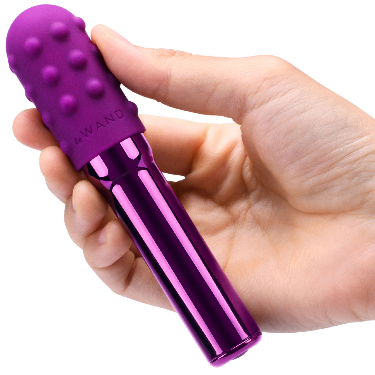 Le Wand Grand Bullet Waterproof Vibrator With Textured Silicone Sleeve & Ring - Cherry Purple