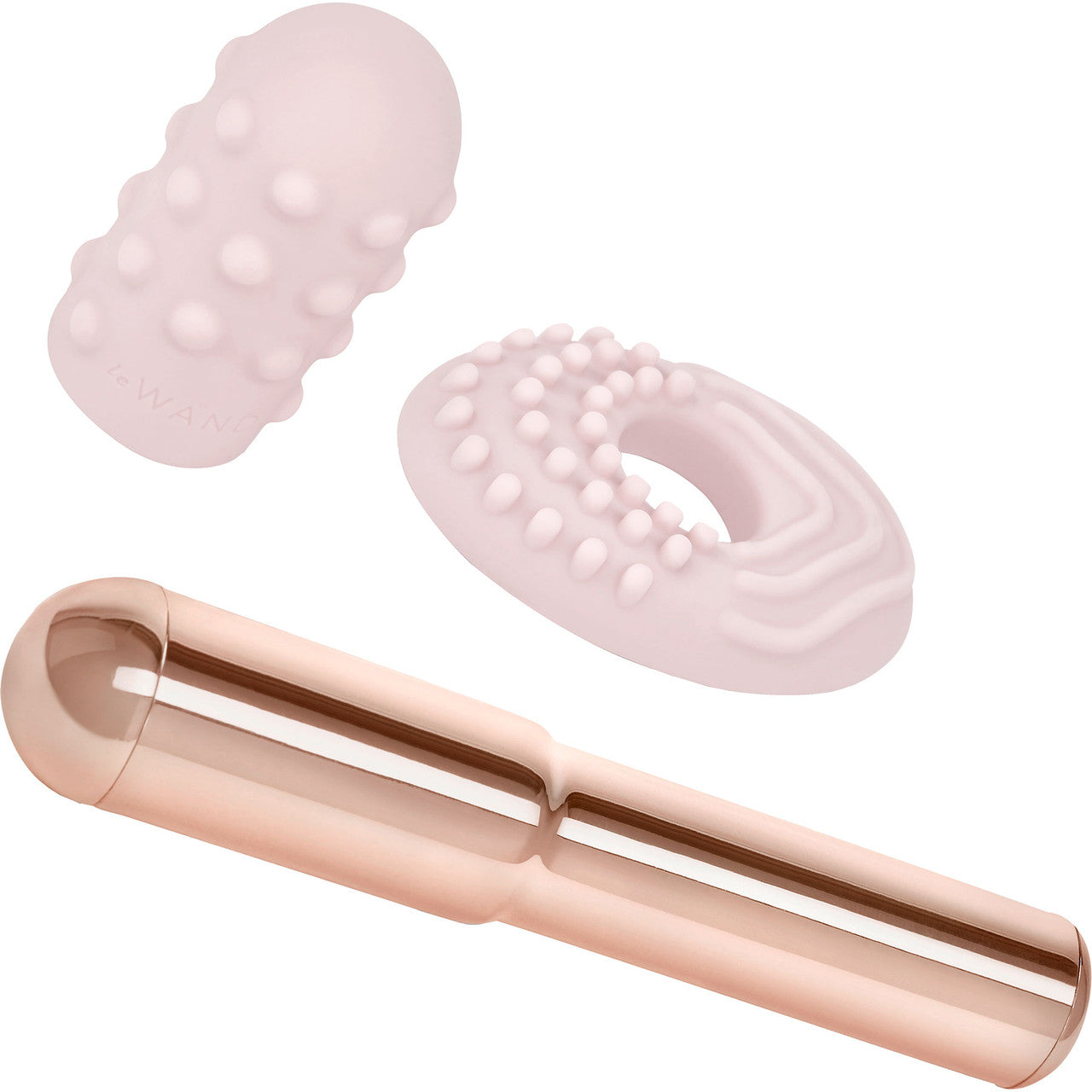 Le Wand Grand Bullet Waterproof Vibrator With Textured Silicone Sleeve & Ring - Rose Gold