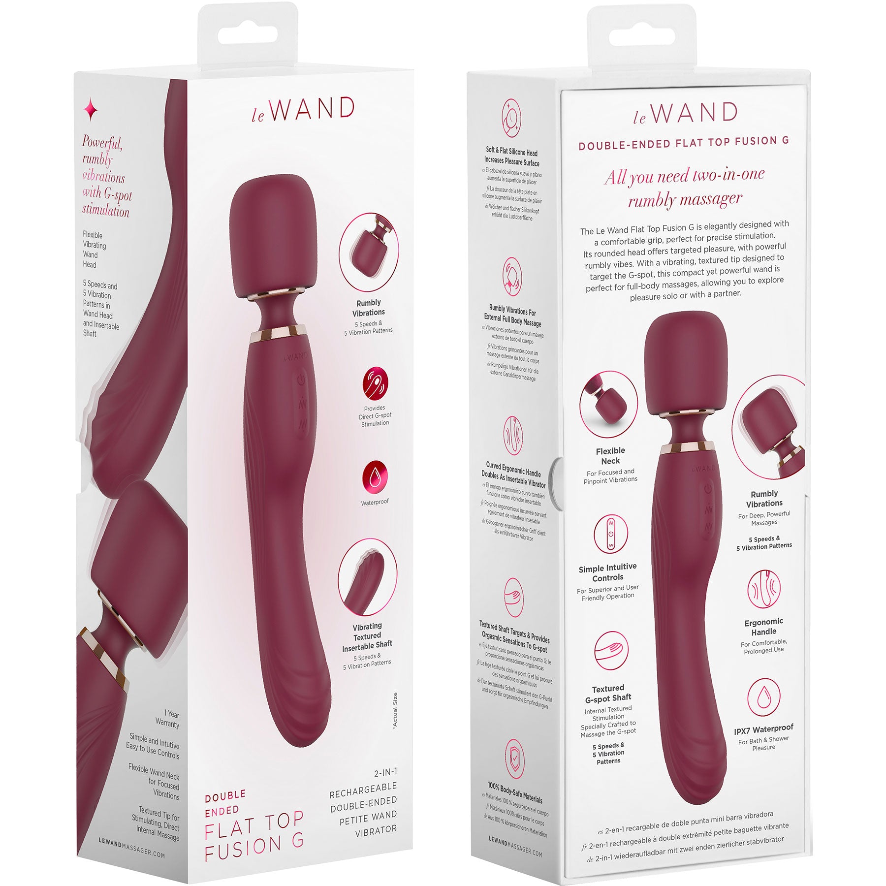 Le Wand Flat Top Fusion G Double-Ended Petite Wand Silicone Vibrator