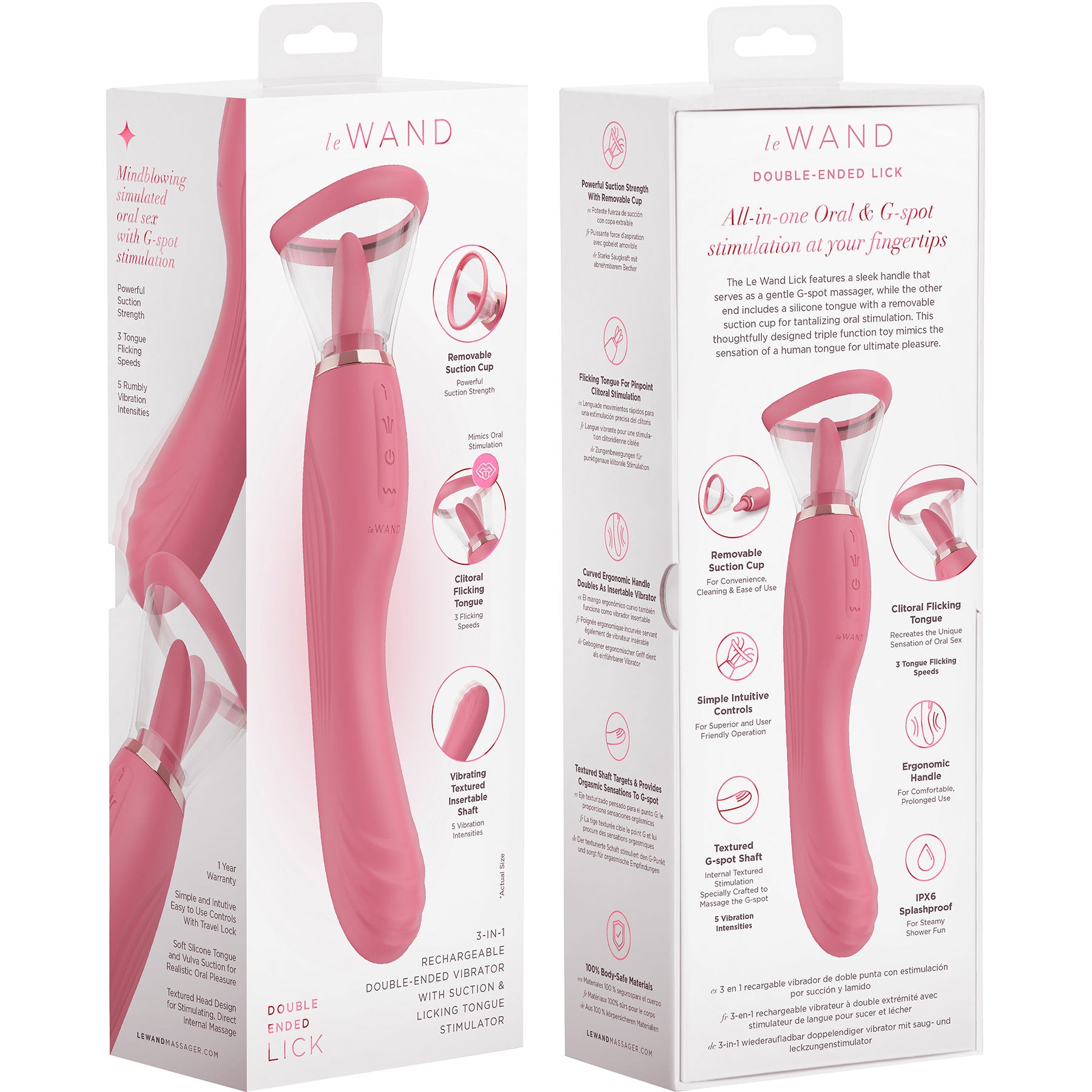 Le Wand Lick 3-in-1 Rechargeable Double-Ended Silicone Vibrator