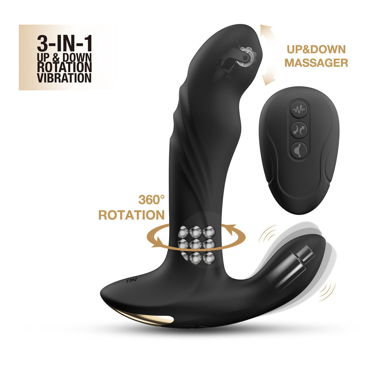 Dorcel Multi P-Joy Silicone Vibrating & Rotating Anal, Prostate & Perineum Massager With Remote