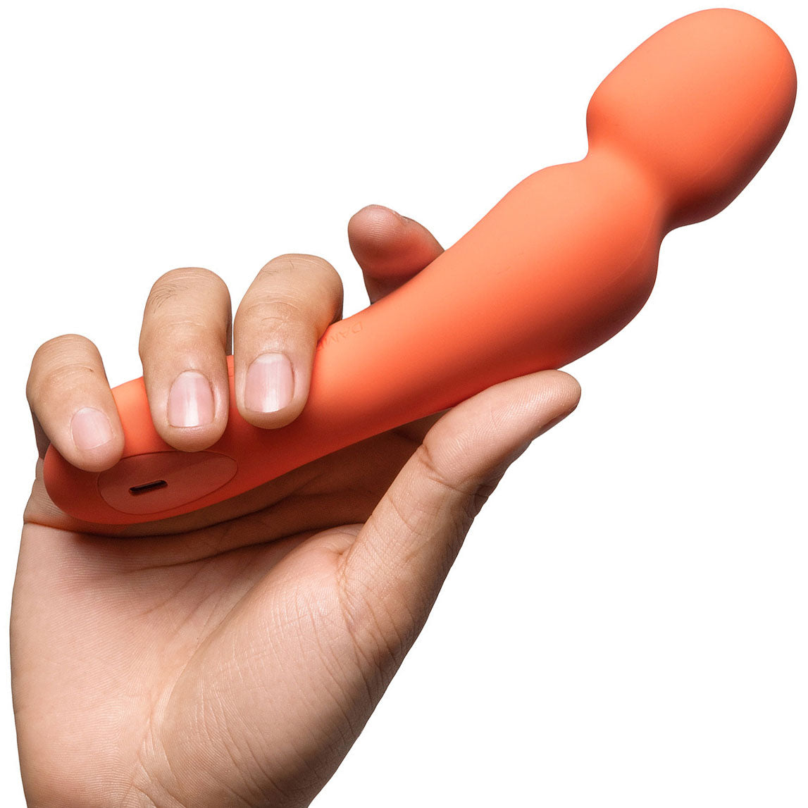 Min Silicone Waterproof Rechargeable Mini Wand Vibrator By Dame - Tangerine
