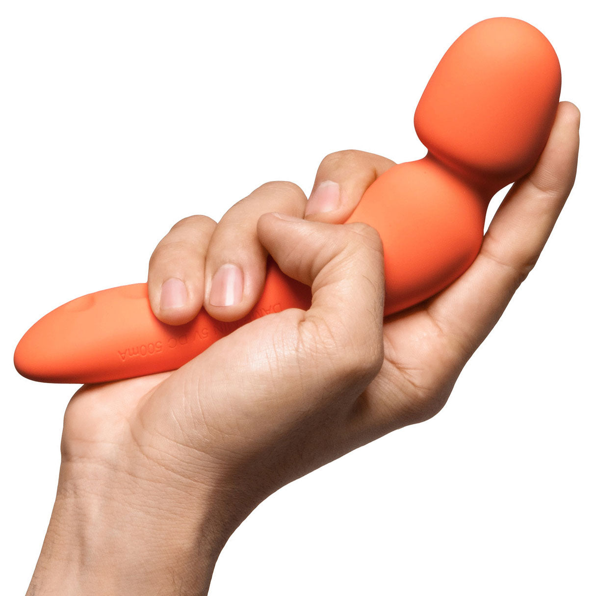 Min Silicone Waterproof Rechargeable Mini Wand Vibrator By Dame - Tangerine