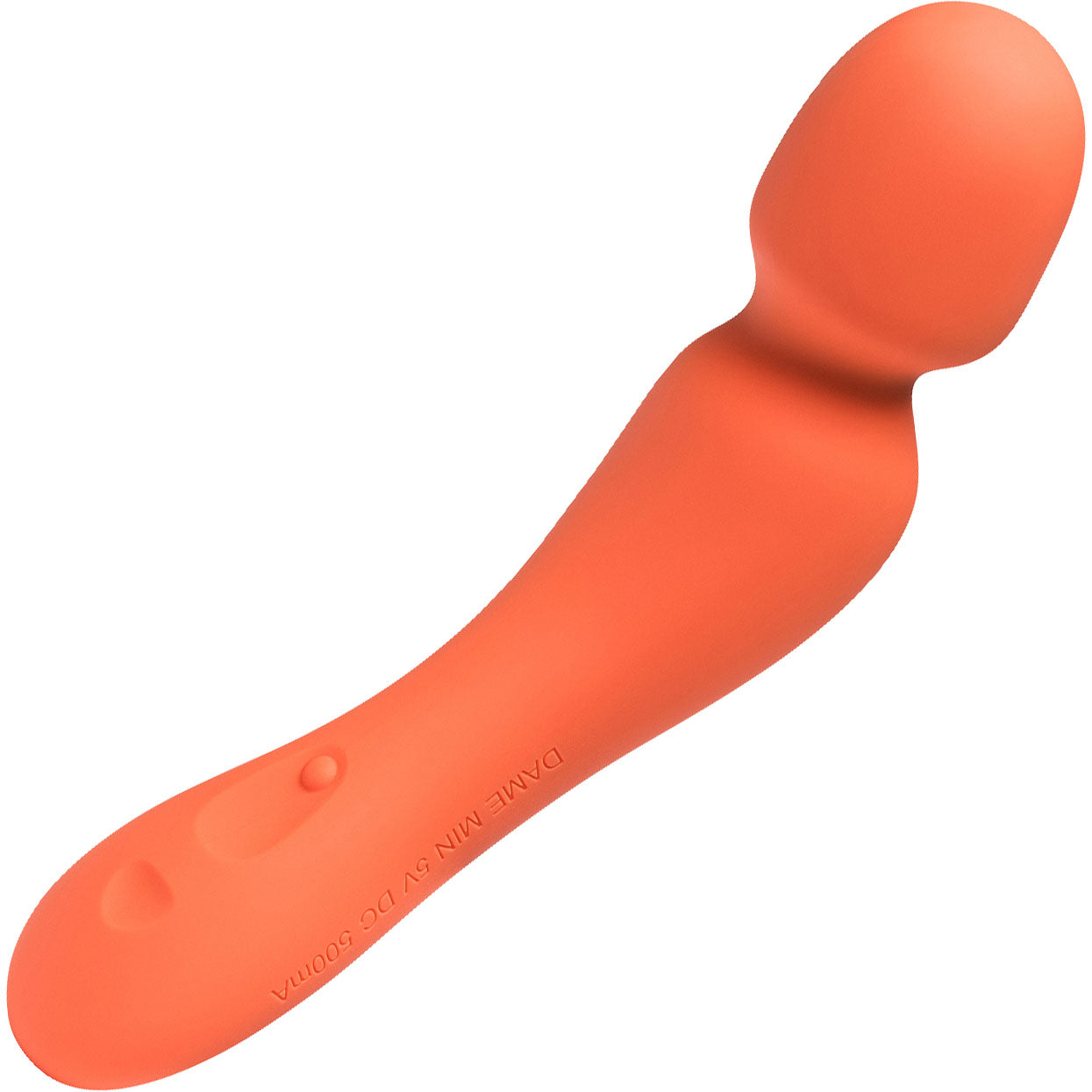 Min Silicone Waterproof Rechargeable Mini Wand Vibrator By Dame - Tangerine