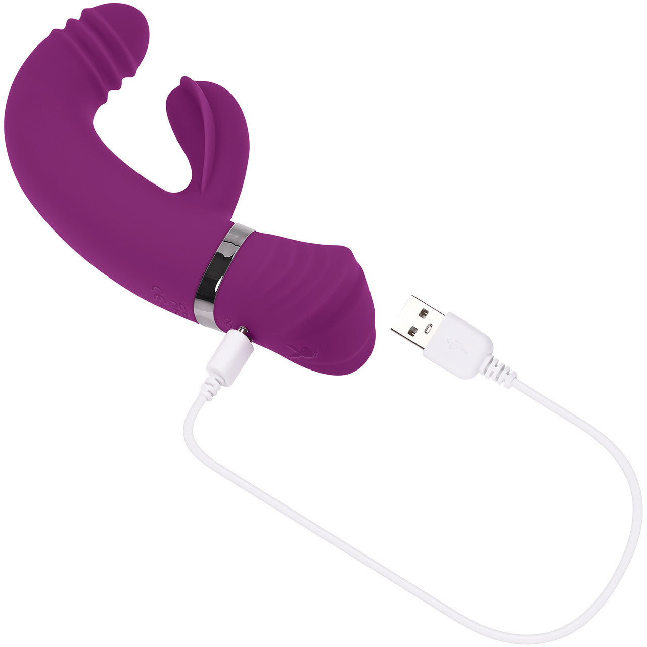 Playboy Pleasure Tap That Waterproof Rechargeable Silicone Dual Stimulation Vibrator - Purple