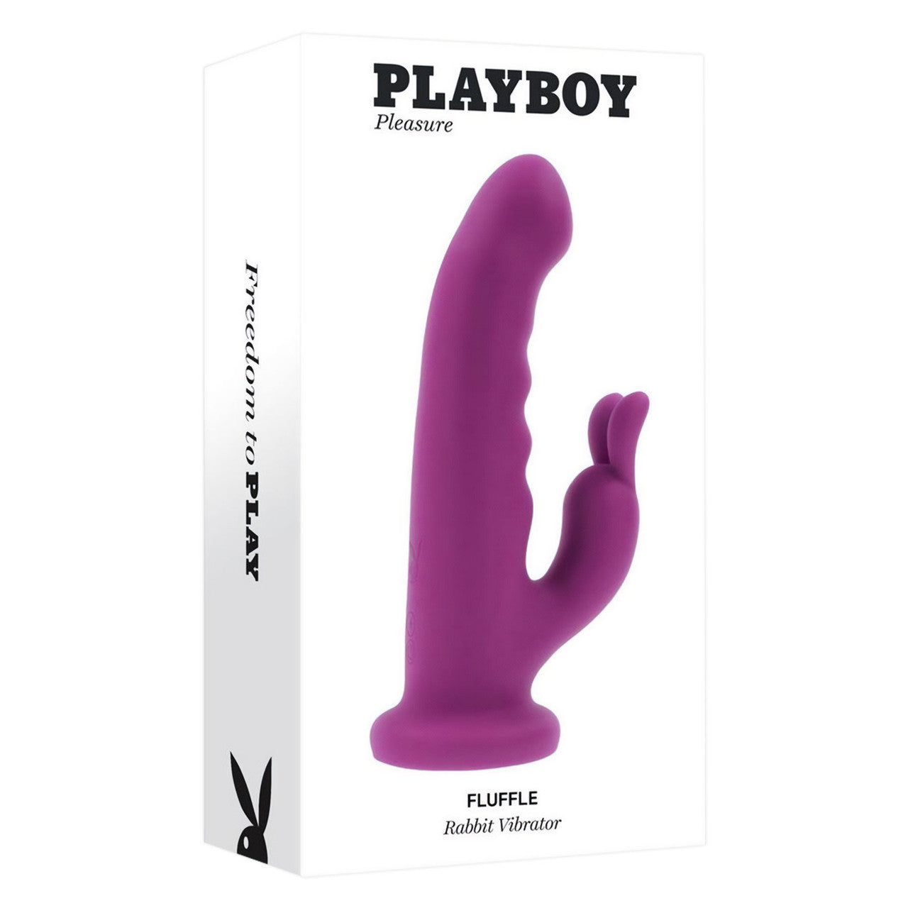 Playboy Pleasure Fluffle Rechargeable Silicone Twirling Rabbit Vibrator With Suction Cup