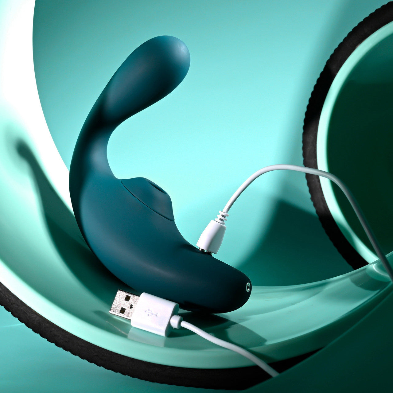Playboy Pleasure Charmer Rechargeable Silicone Dual Stimulation Vibrator With Clitoral Suction