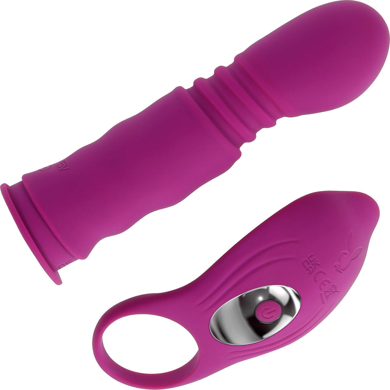 Playboy Pleasure Match Play Silicone Dual Stimulation Thrusting Vibrator With Removable Cock Ring