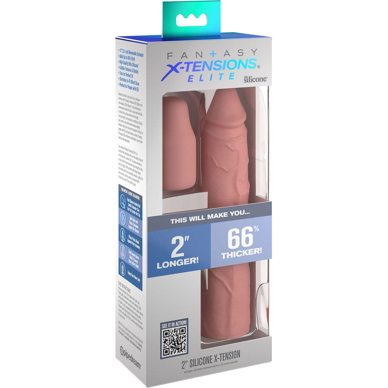 Fantasy X-tensions Elite Silicone 8" Penis Extension With 2" Removable Extender - Vanilla