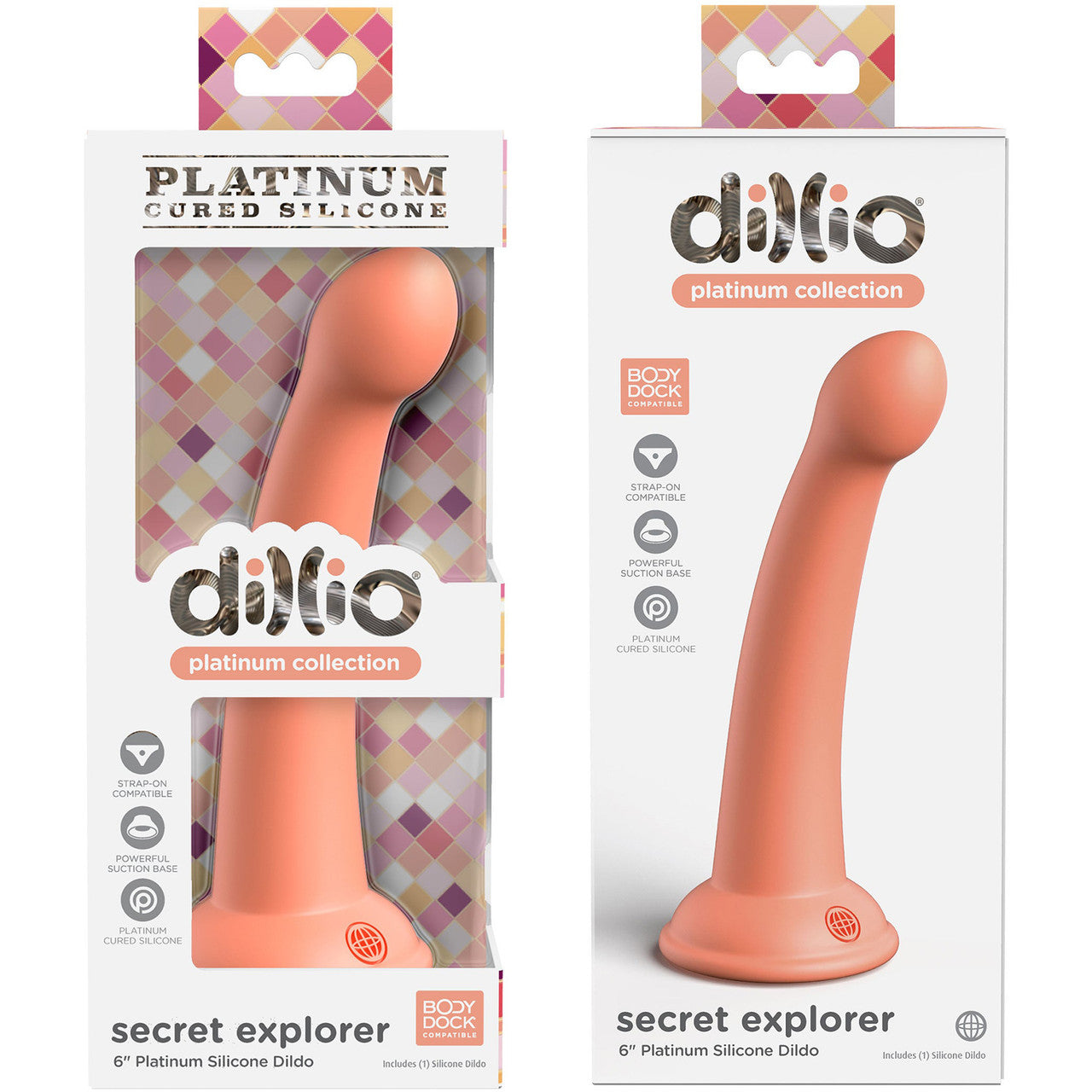 Dillio Platinum Secret Explorer Silicone 6" Suction Cup Dildo - Peach