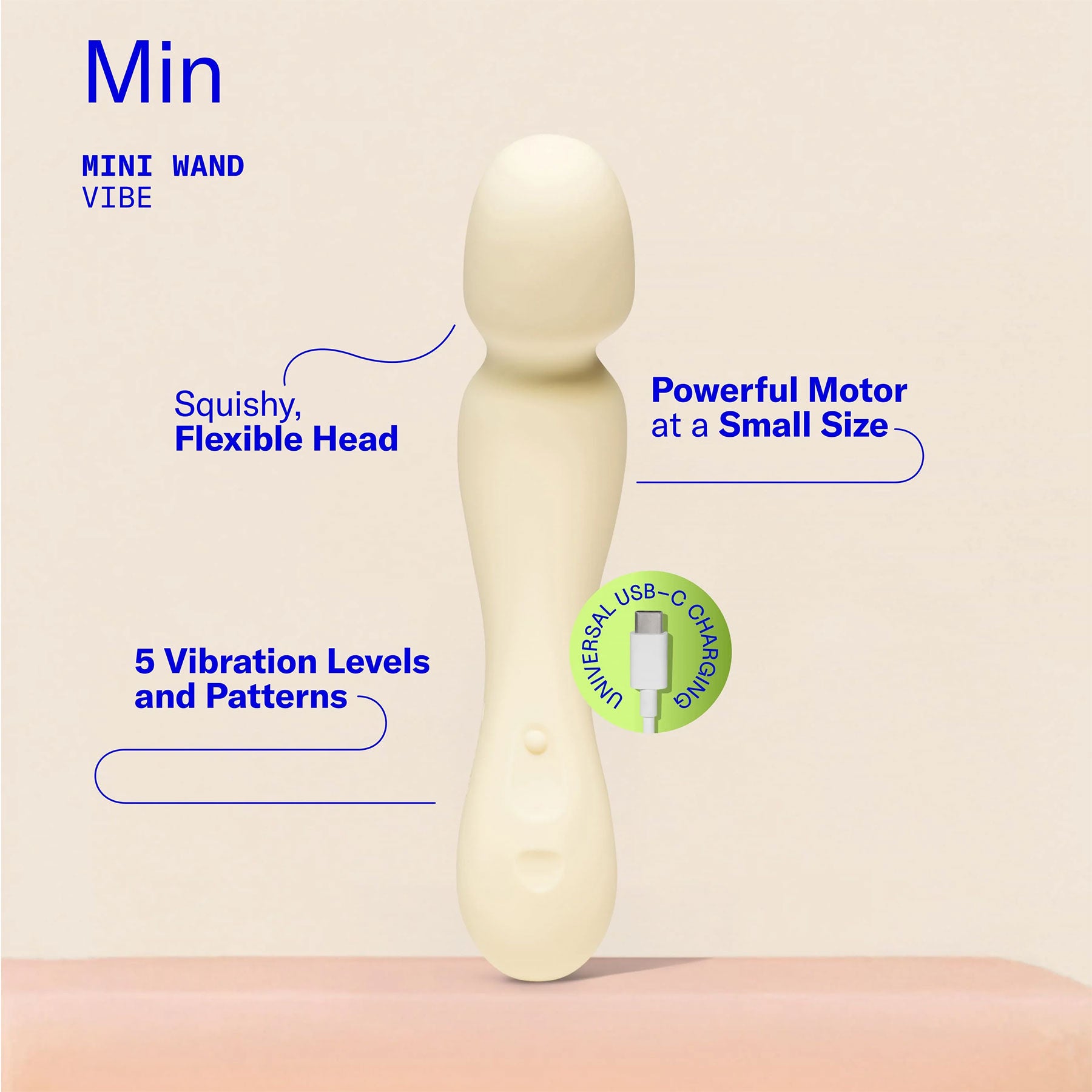 Min Silicone Waterproof Rechargeable Mini Wand Vibrator By Dame - Butter