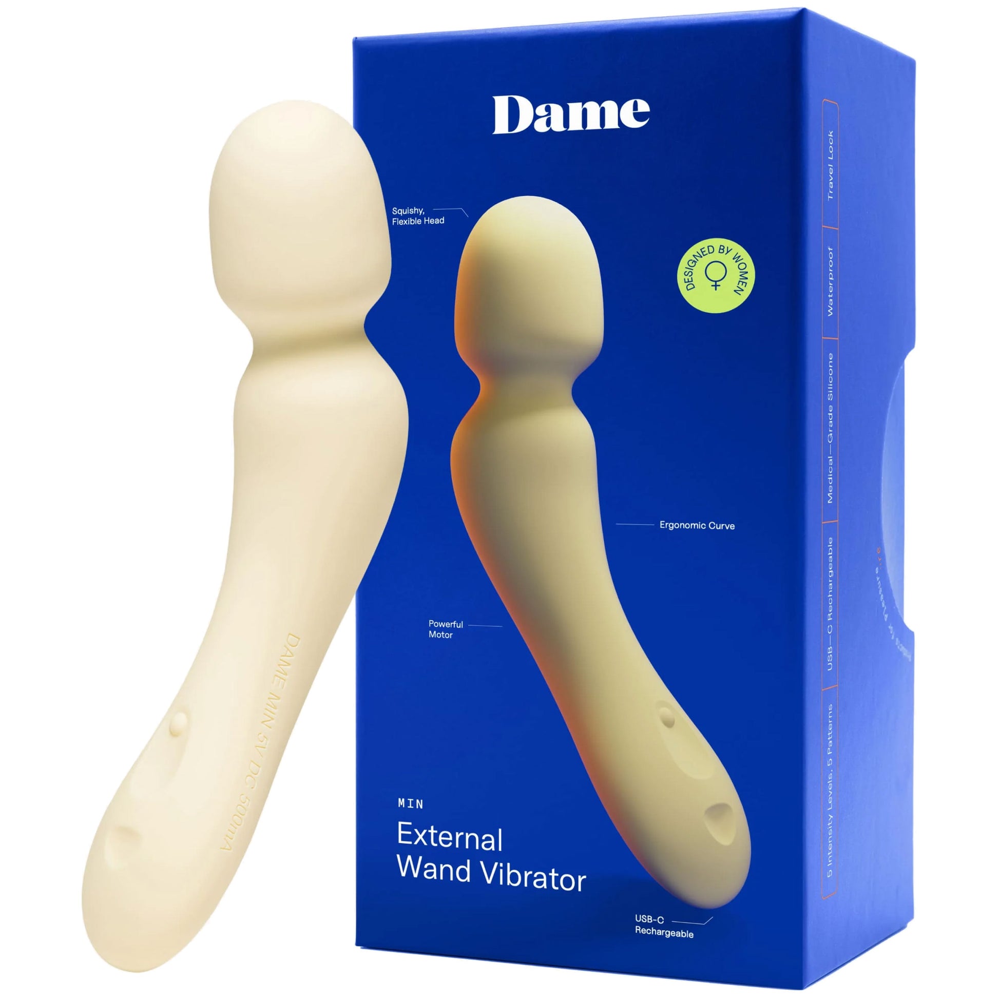 Min Silicone Waterproof Rechargeable Mini Wand Vibrator By Dame - Butter