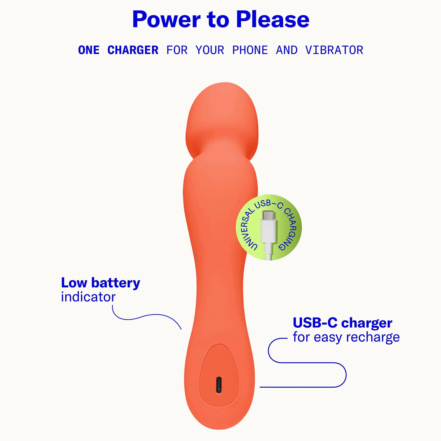 Min Silicone Waterproof Rechargeable Mini Wand Vibrator By Dame - Tangerine