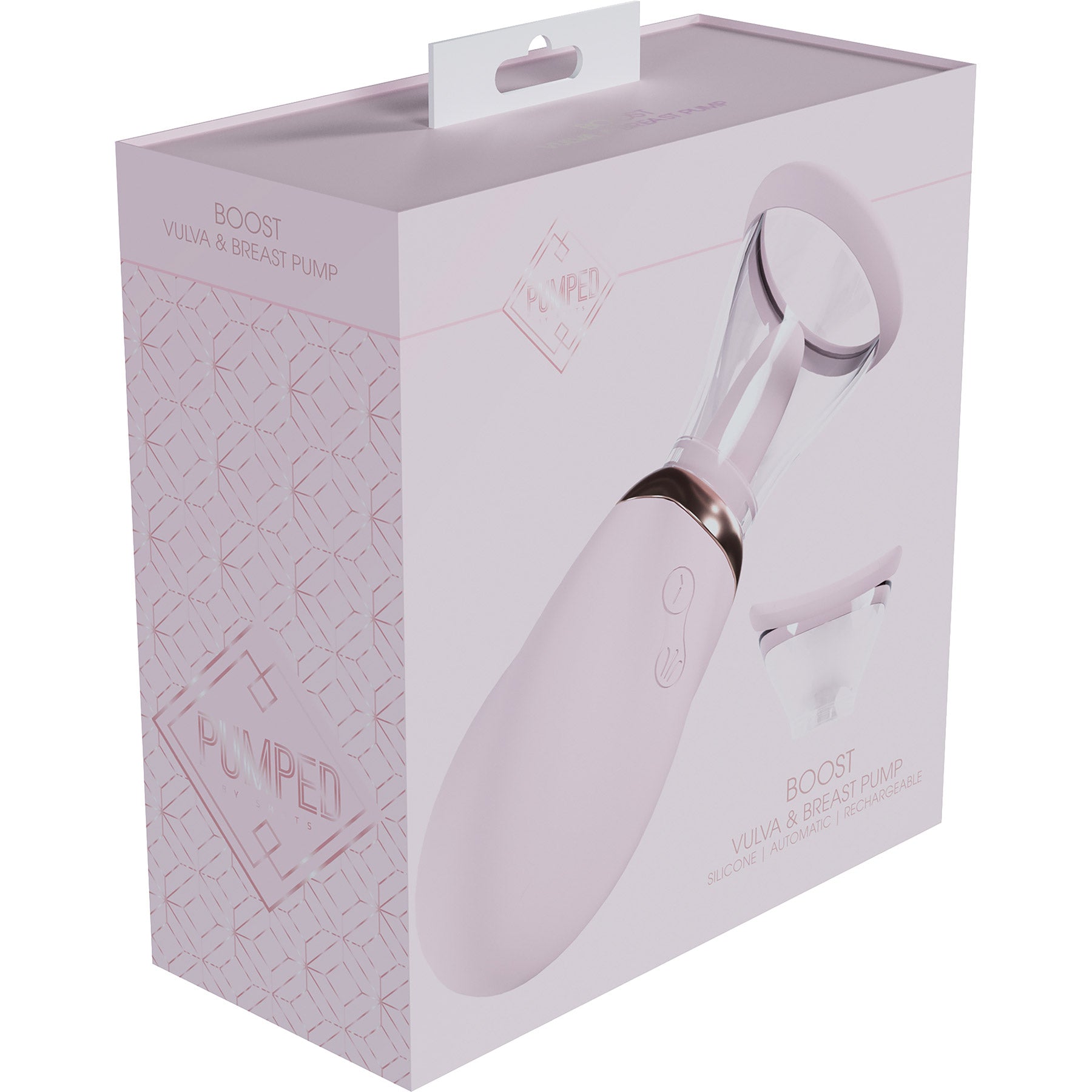Pumped Boost Automatic Silicone Rechargeable Vulva & Breast Pump With Tongue - Pink