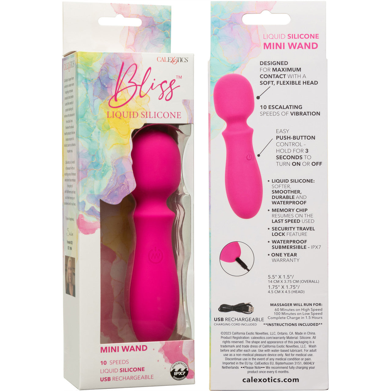 Bliss Liquid Silicone Mini Wand Rechargeable Waterproof Vibrator - Pink