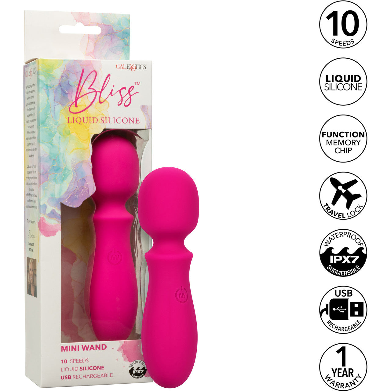 Bliss Liquid Silicone Mini Wand Rechargeable Waterproof Vibrator - Pink