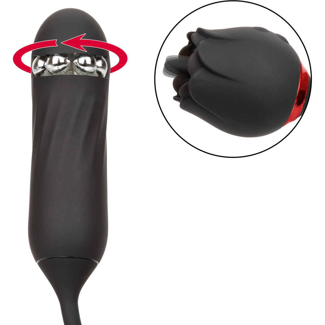 French Kiss Elite Lover Silicone Rotating Bullet Vibrator & Flickering Tongue Clitoral Stimulator By CalExotics - Black