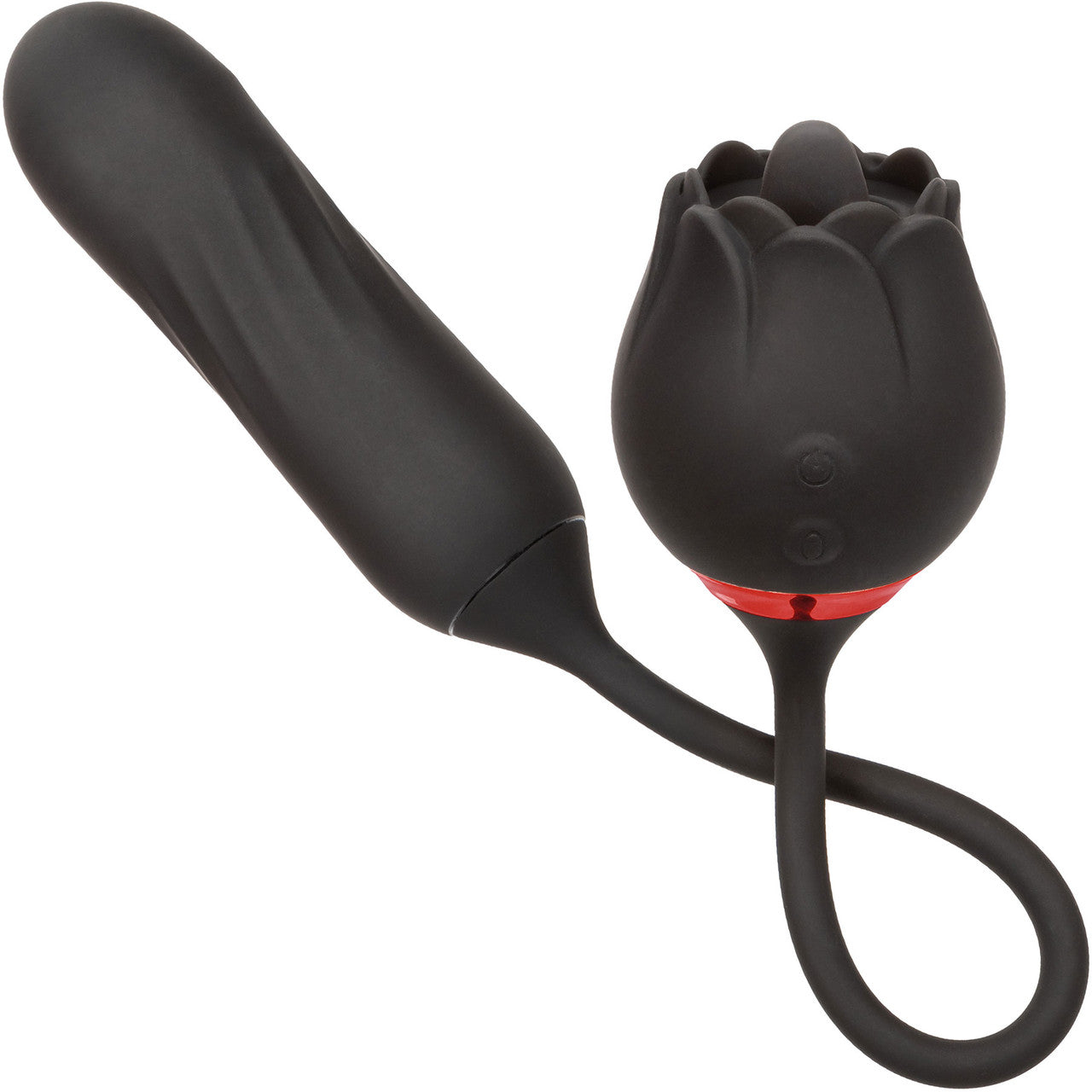 French Kiss Elite Lover Silicone Rotating Bullet Vibrator & Flickering Tongue Clitoral Stimulator By CalExotics - Black