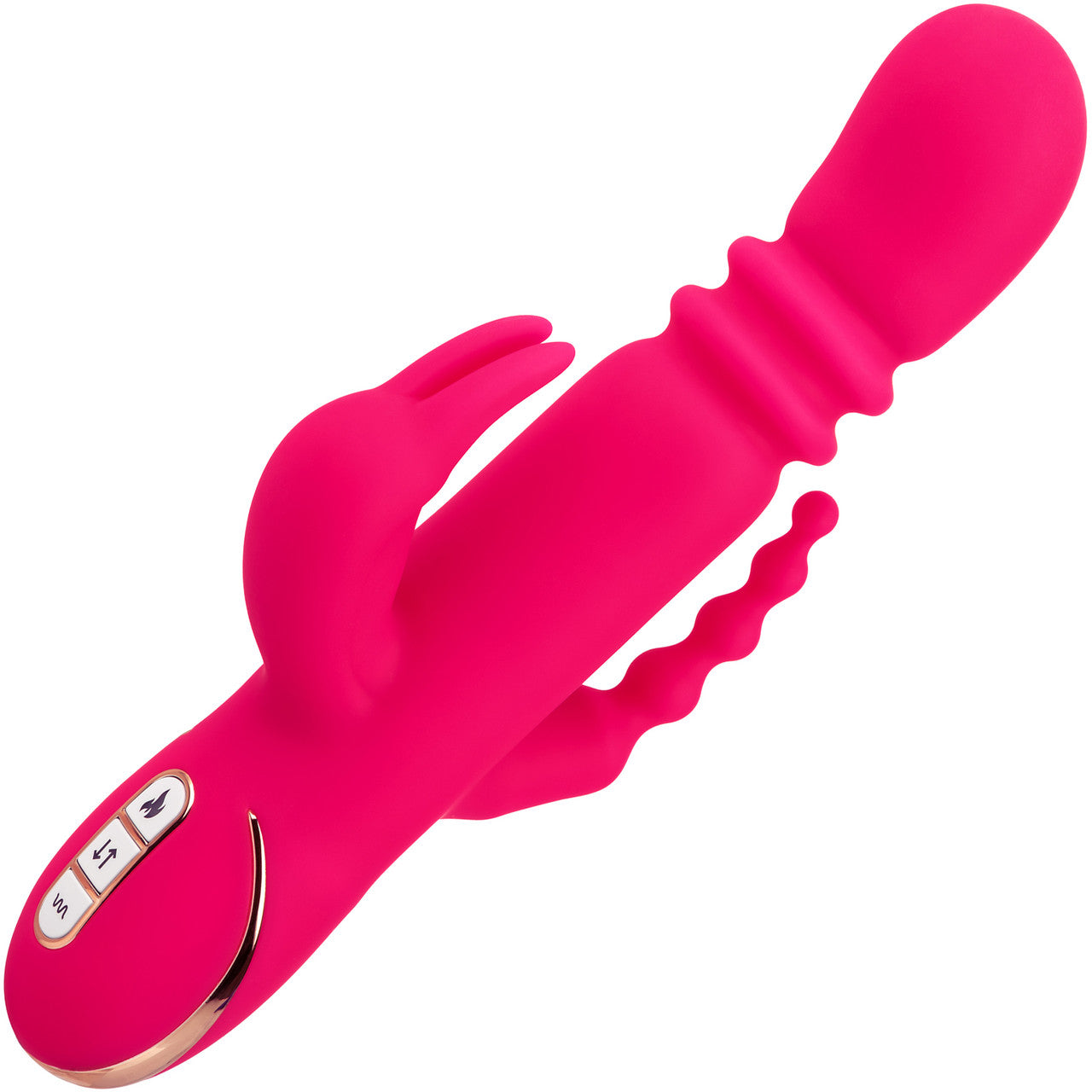 Jack Rabbit Signature Heated Silicone Triple Fantasy Rabbit Thrusting Vibrator By CalExotics Jack Rabbit Signature Heated Silicone Triple Fantasy Rabbit Thrusting Vibrator By CalExotics