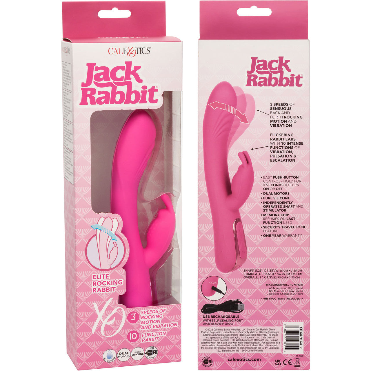 Jack Rabbit Elite Rocking Rabbit Silicone Rechargeable Dual Stimulation Vibrator By CalExotics