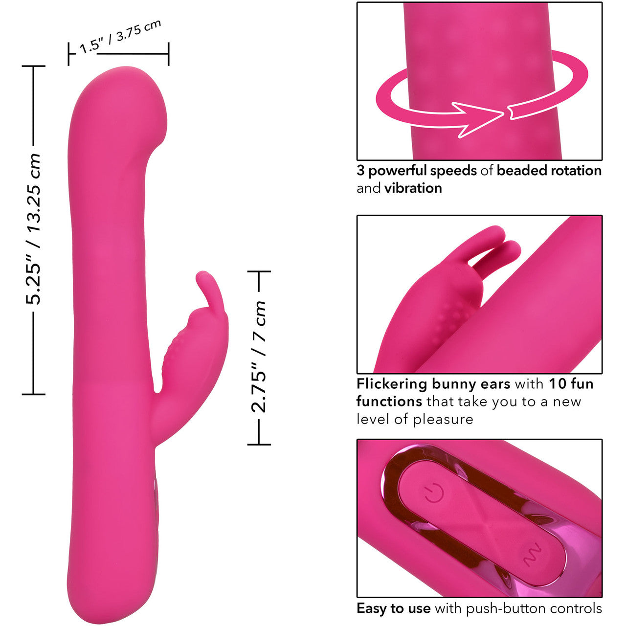 Jack Rabbit Elite Beaded G Rabbit Silicone Rechargeable Dual Stimulation Vibrator By CalExotics