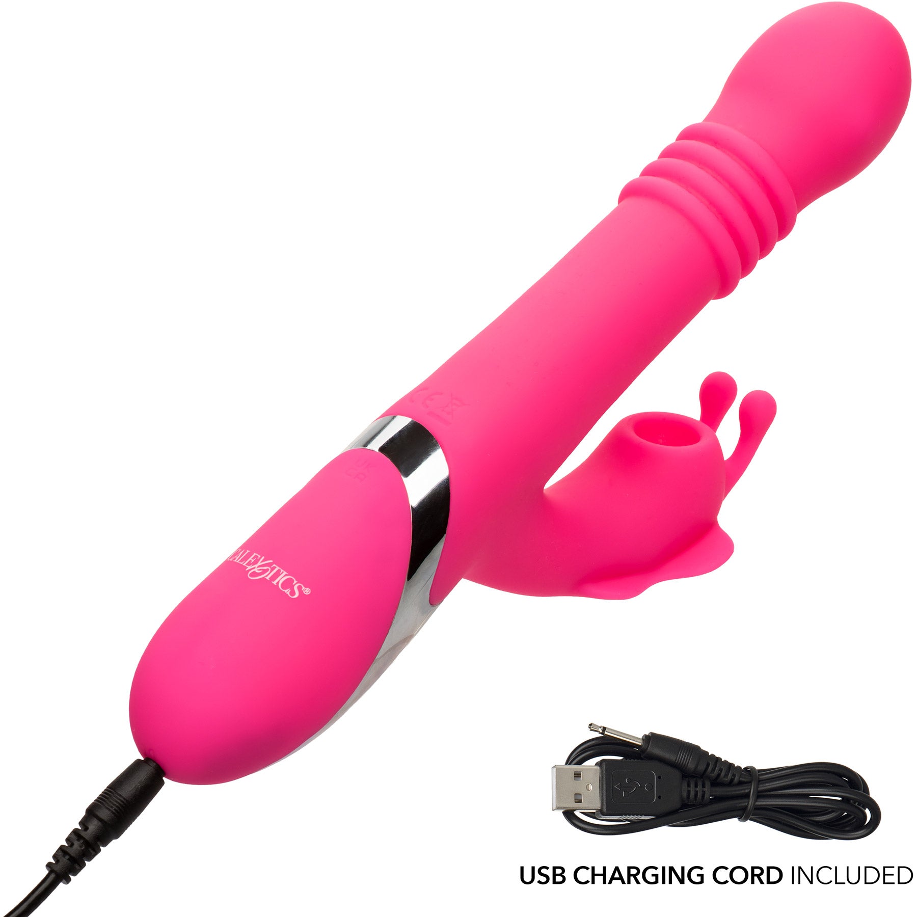 Enchanted Kissing Butterfly Thrusting & Rotating Vibrator With Clitoral Stimulator By CalExotics