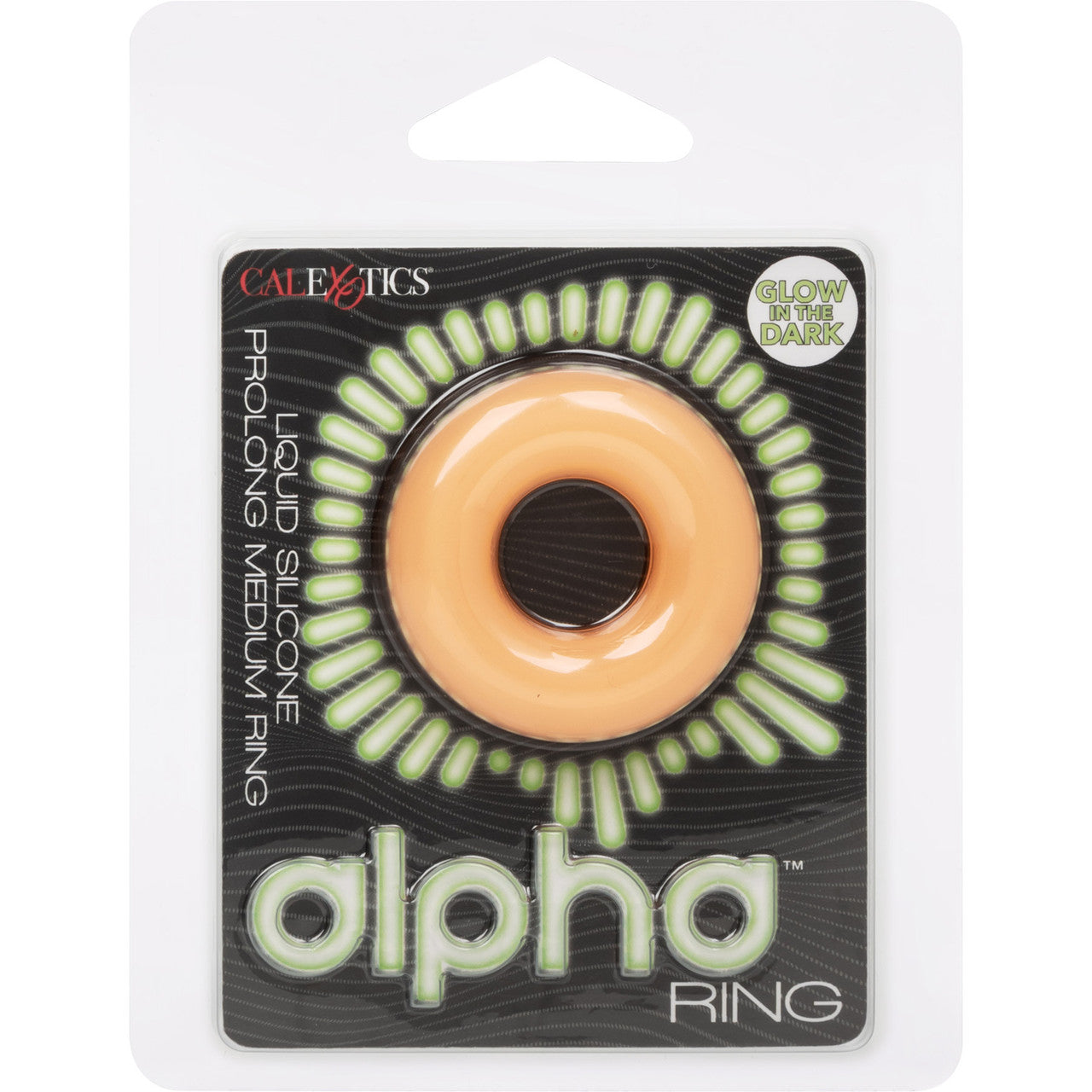 Alpha Glow In The Dark Liquid Silicone Prolong Medium Cock Ring By CalExotics - Orange