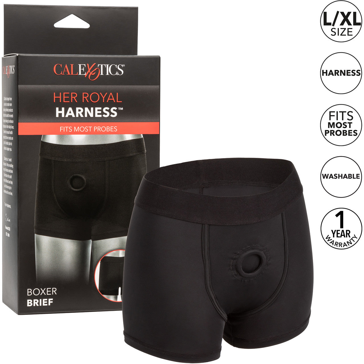 Her Royal Harness Boxer Brief Strap-On Harness by CalExotics - Large / X-Large