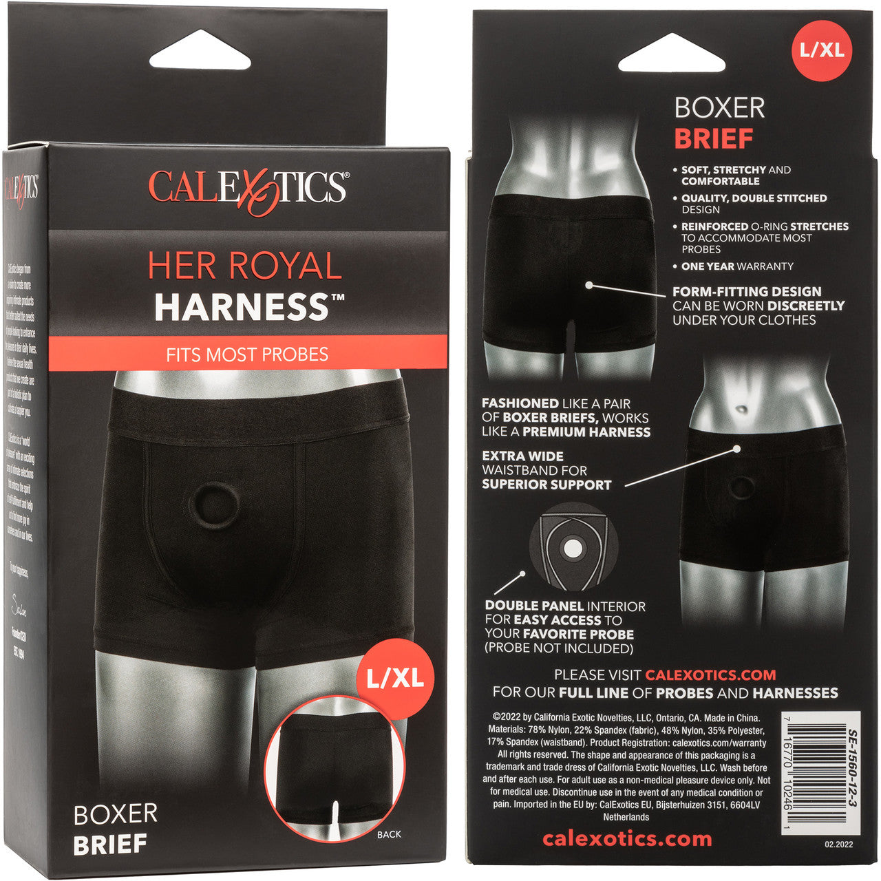 Her Royal Harness Boxer Brief Strap-On Harness by CalExotics - Large / X-Large