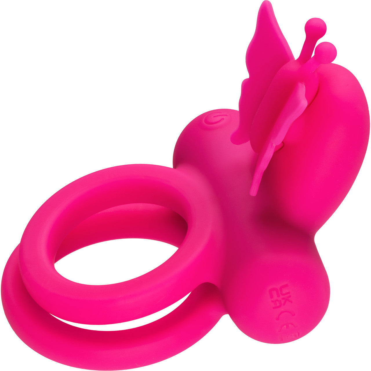 Silicone Rechargeable Dual Butterfly Couples Vibrating Cock Ring By CalExotics - Pink Silicone Rechargeable Dual Butterfly Couples Vibrating Cock Ring By CalExotics - Pink