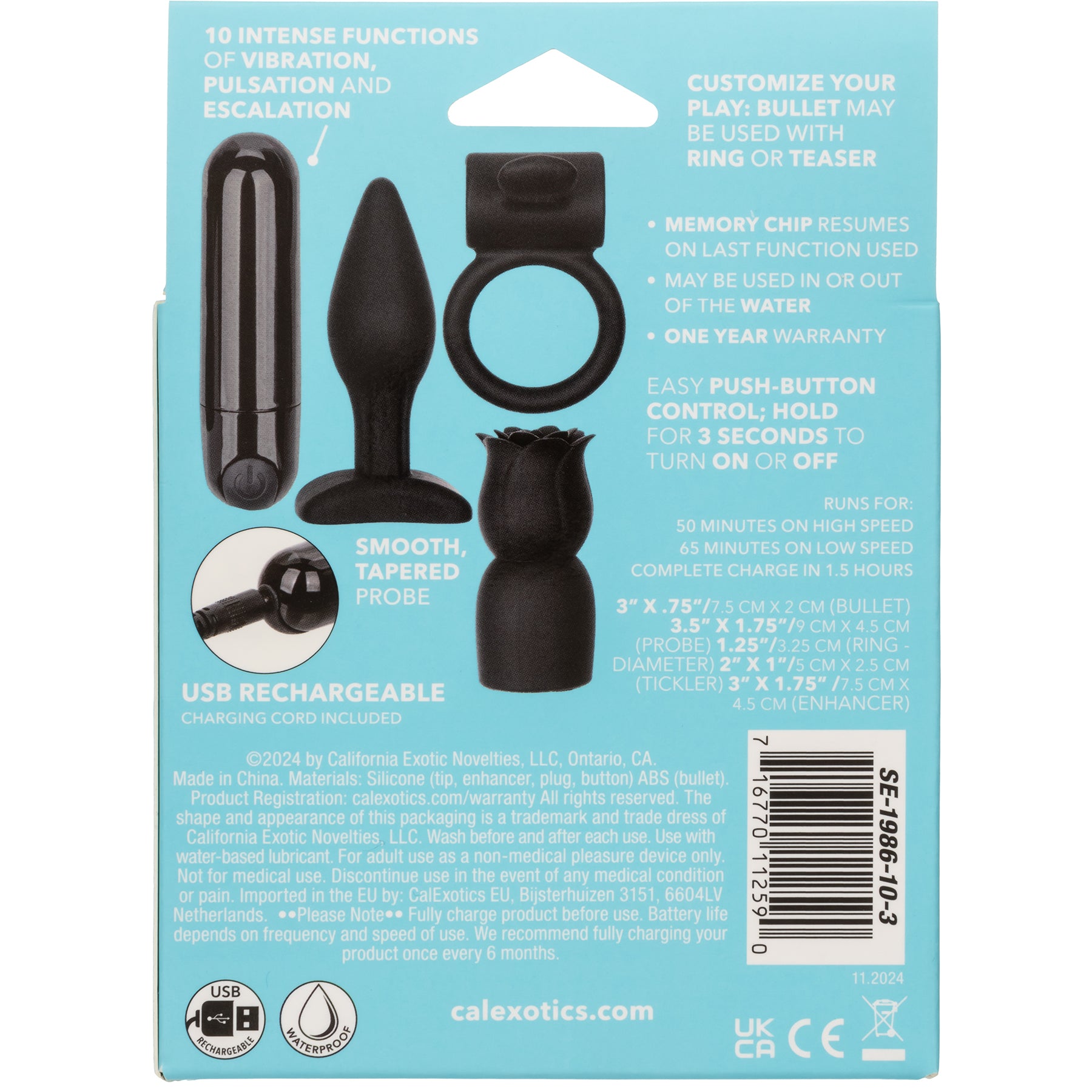 Pleasure Kits Allure Collection With Bullet, Teaser, Couples Ring & Anal Probe By CalExotics