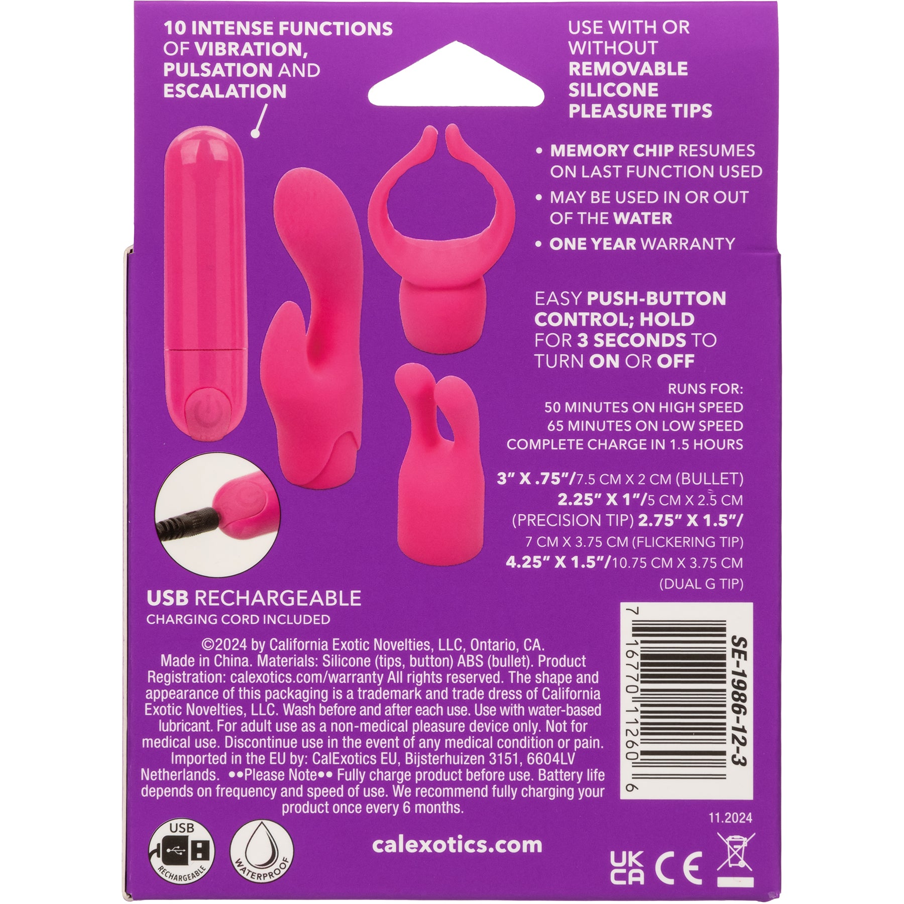 Pleasure Kits Lovers Collection With Bullet & 3 Unique Pleasure Tips By CalExotics