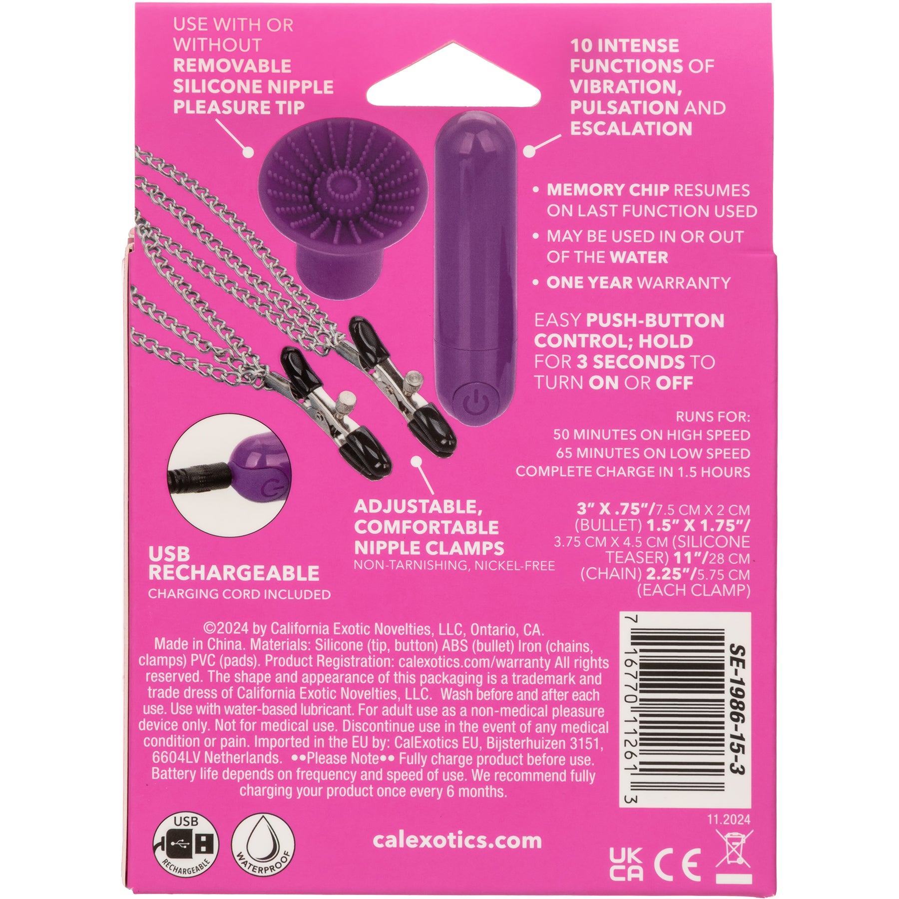 Pleasure Kits Passion Collection With Bullet, Nipple Clamps & Nipple Teaser By CalExotics
