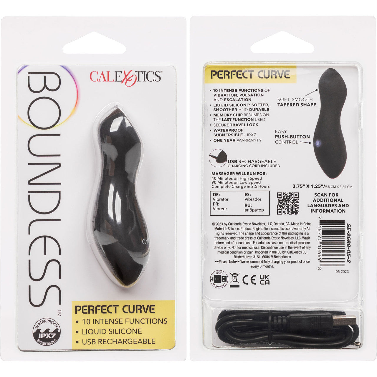 Boundless Perfect Curve Rechargeable Waterproof Silicone Vibrator By CalExotics