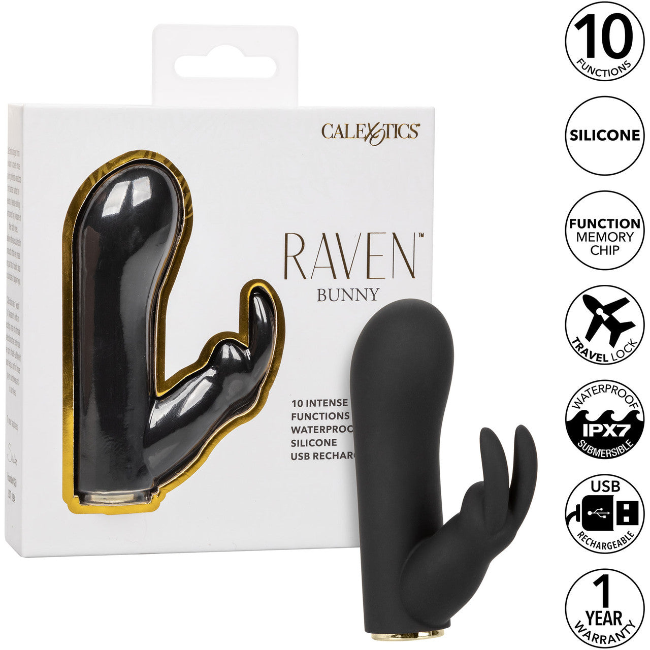 Raven Bunny Rechargeable Waterproof Bullet Vibrator With Silicone Rabbit Sleeve By CalExotics