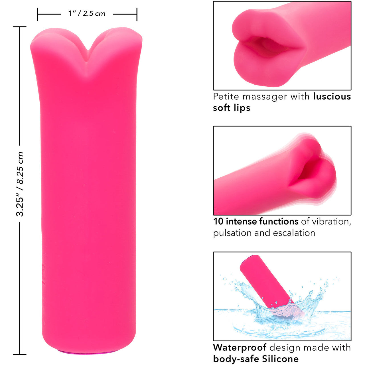 Kyst Lips Powerful Waterproof Rechargeable Bullet Vibrator By CalExotics - Pink