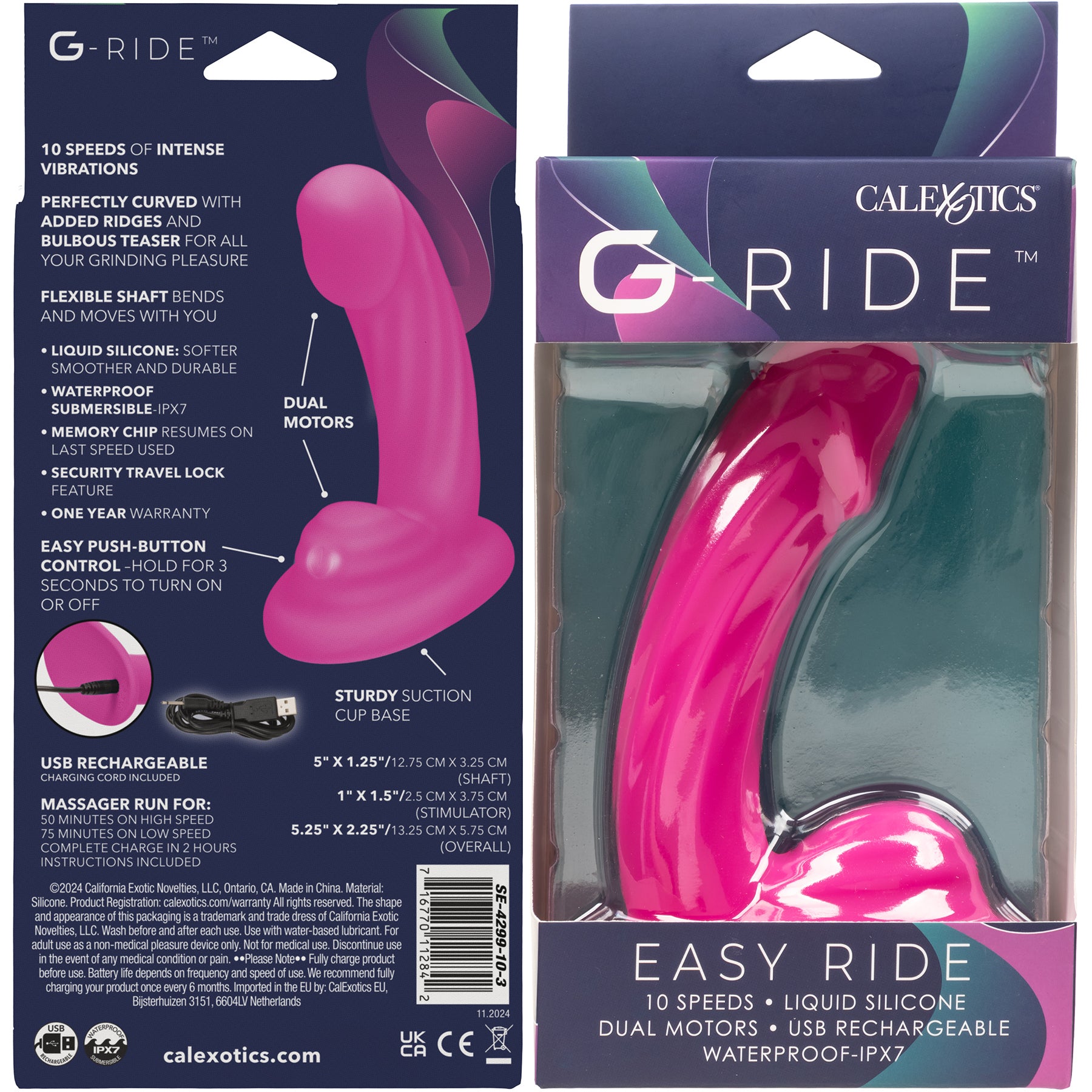 G-Ride™ Easy Ride Rechargeable Silicone Vibrating Dildo By CalExotics
