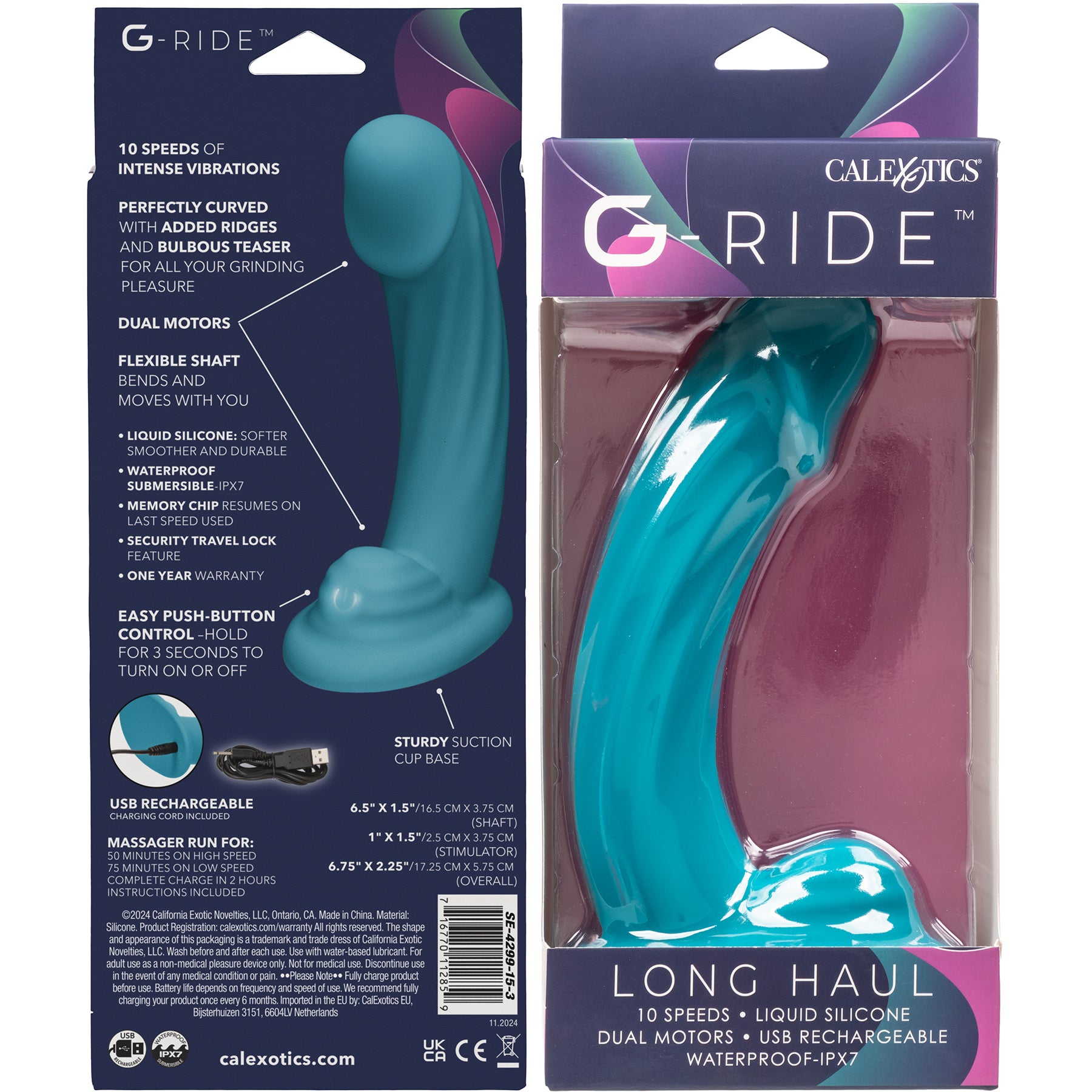 G-Ride™ Long Haul Rechargeable Silicone Vibrating Dildo By CalExotics
