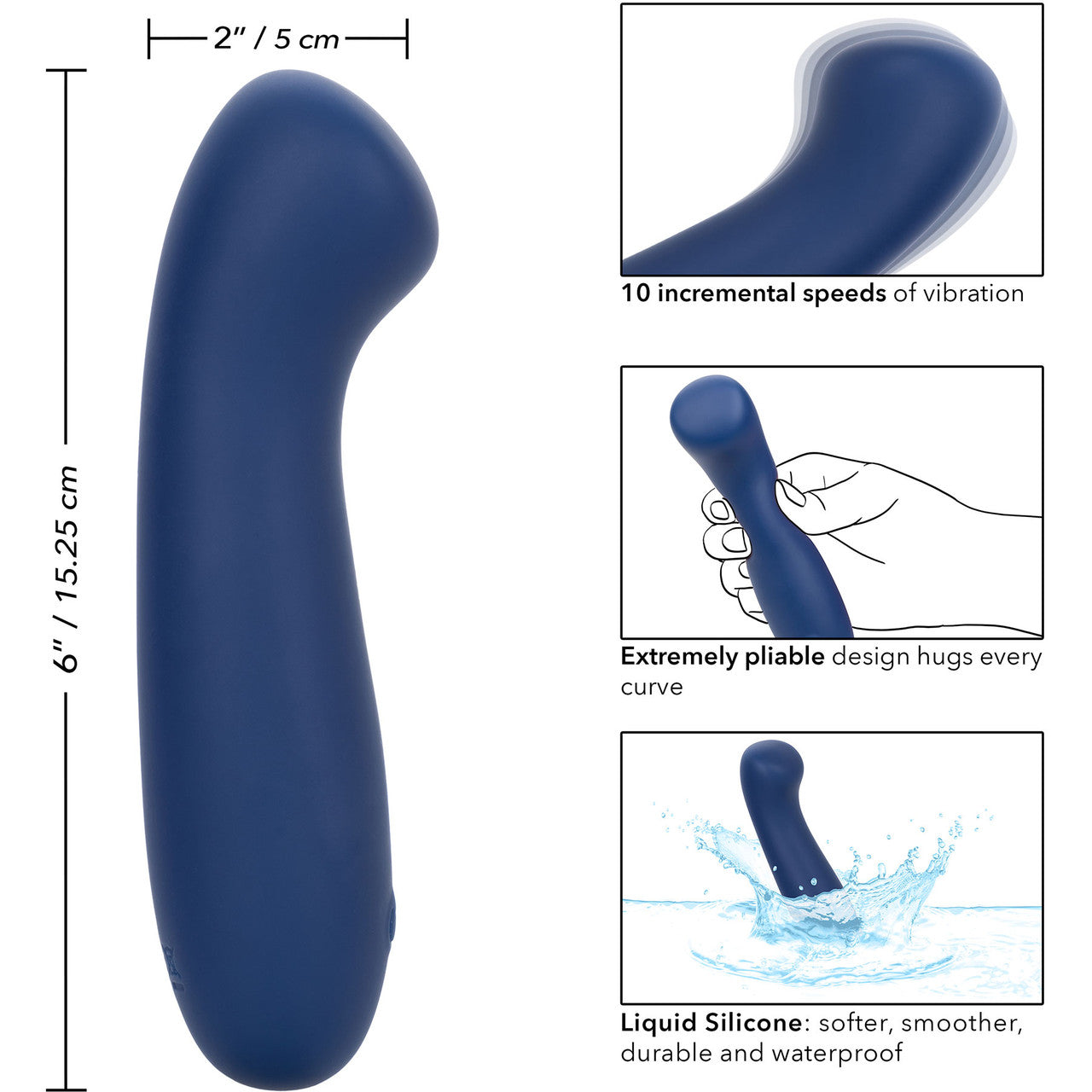 Cashmere Satin G Rechargeable Waterproof Silicone G-Spot Vibrator By CalExotics - Blue