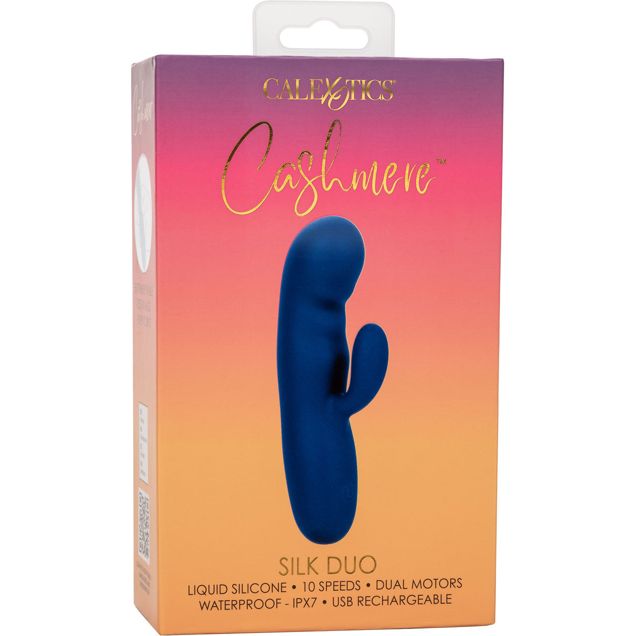 Cashmere Silk Duo Rechargeable Waterproof Silicone Rabbit Vibrator By CalExotics - Blue