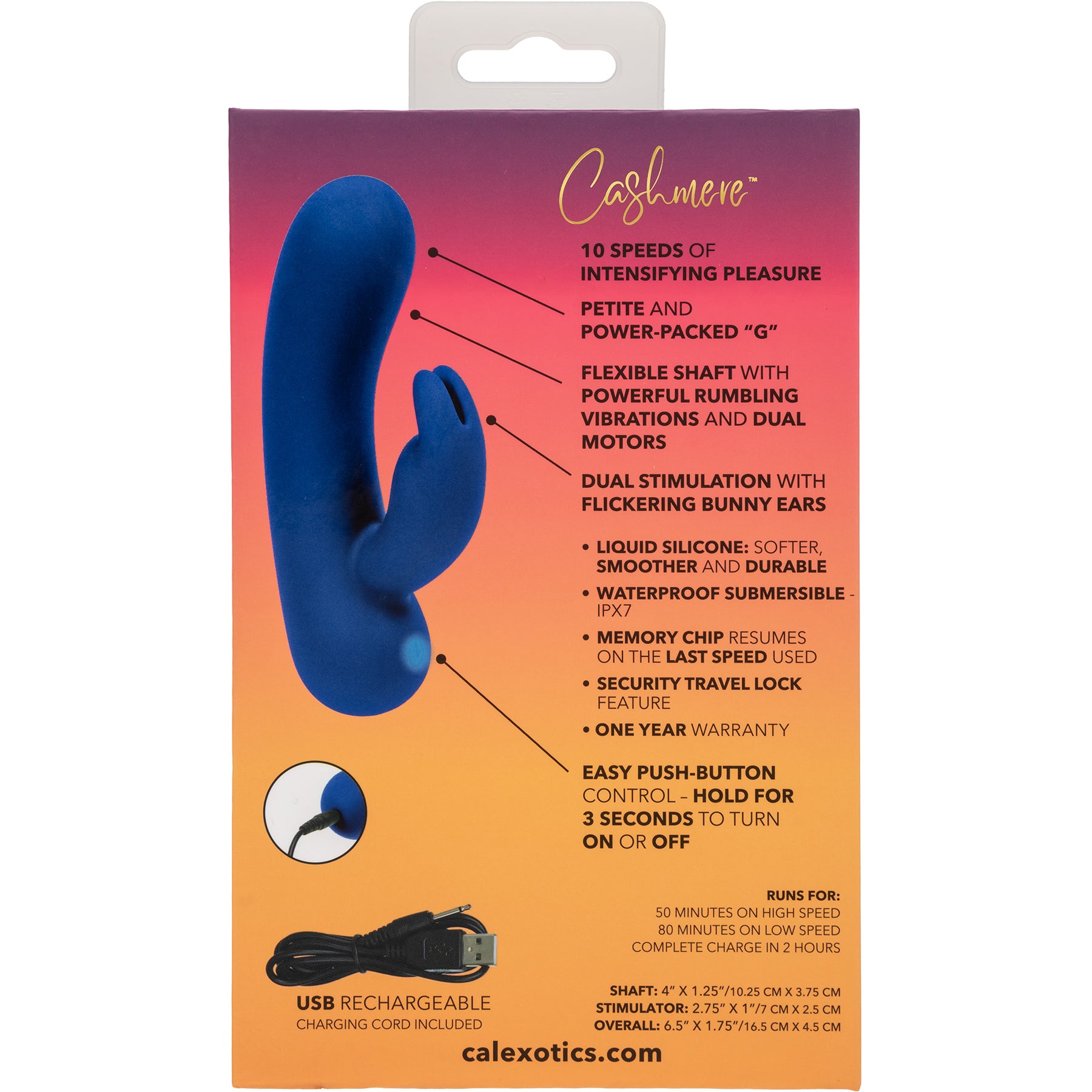 Cashmere® Silk Bunny Waterproof Silicone Dual Stimulation Vibrator By CalExotics